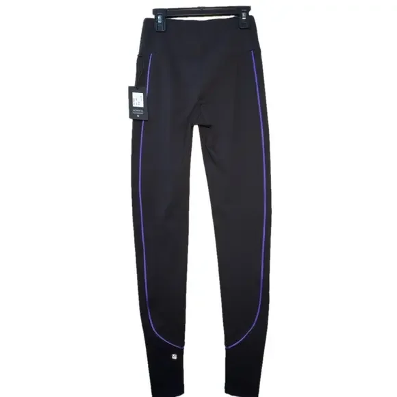 LANSTON SPORT Women’s X-Small Black purple High waisted ankle Cropped leggings